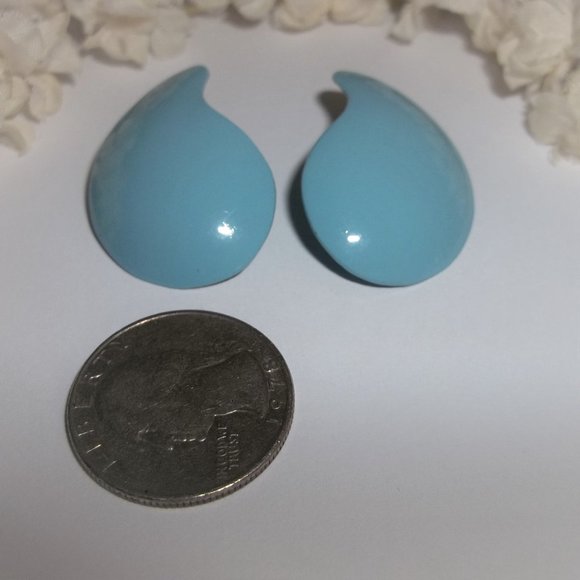 Vintage Earrings Turquoise Blue Painted Retro Style Post Stud Jewelry Set A308 - Picture 3 of 7